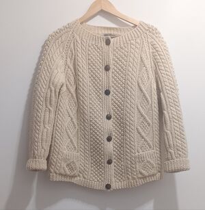 Vintage Cream Cable Knit Sweater knitted by hand in Ireland